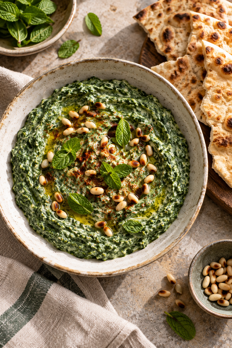Versatile Verde Dip with toasted pine nuts